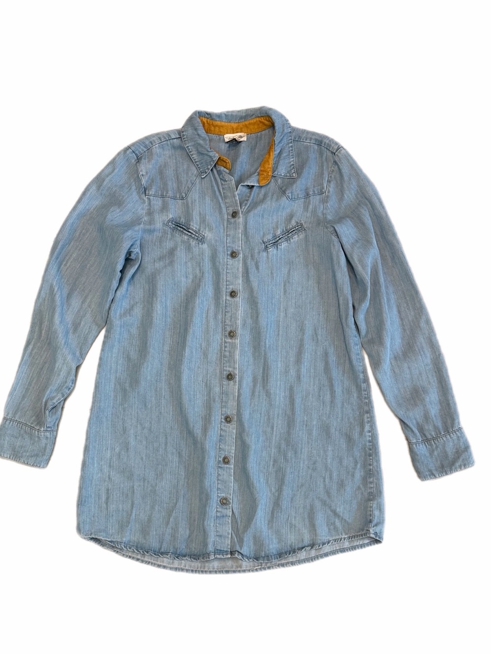 Y2K Vintage Tasha Polizzi Blue Cotton/Tencel Western Button-down Tunic Shirt M